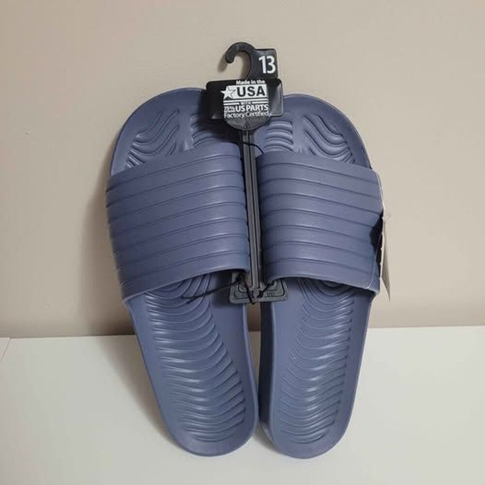 NEW Athletic Works Tunnel Slide Sandal Blue Gray Men's Size 13
